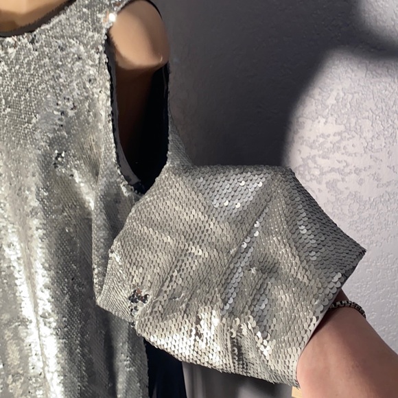 silver sequins, cold shoulder dress - Picture 9 of 15